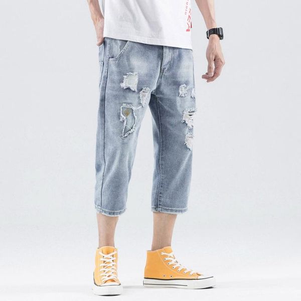 men's jeans men loose ripped holes denim pants hip hop streetwear graffiti print harajuku 3/4 length jogger trousers, Blue
men's jeans men loose ripped holes denim pants hip hop streetwear graffiti print harajuku 3/4 length jogger trousers, Blue