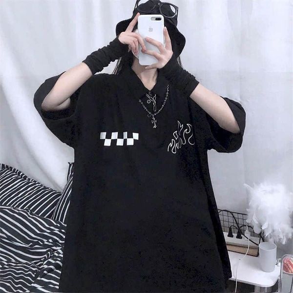women's t-shirt summer korean gothic tshirt women t shirt letter printing loose lapel students short-sleeved punk goth, White
women's t-shirt summer korean gothic tshirt women t shirt letter printing loose lapel students short-sleeved punk goth, White