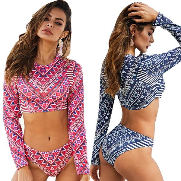 women long sleeve swimsuit two piece swimwear floral printing bathing swimming suit bikini beachwear surfing rash guard crop top
women long sleeve swimsuit two piece swimwear floral printing bathing swimming suit bikini beachwear surfing rash guard crop top