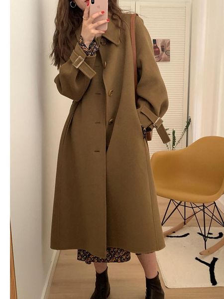 women's wool & blends double sided cashmere coat middle and long style autumn winter 2021 korean loose thin high-grade, Black
women's wool & blends double sided cashmere coat middle and long style autumn winter 2021 korean loose thin high-grade, Black