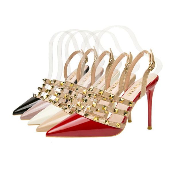 sandals women's shoes summer pointed toe roman high heels nightclub slimming rivet stiletto heel, Black
sandals women's shoes summer pointed toe roman high heels nightclub slimming rivet stiletto heel, Black