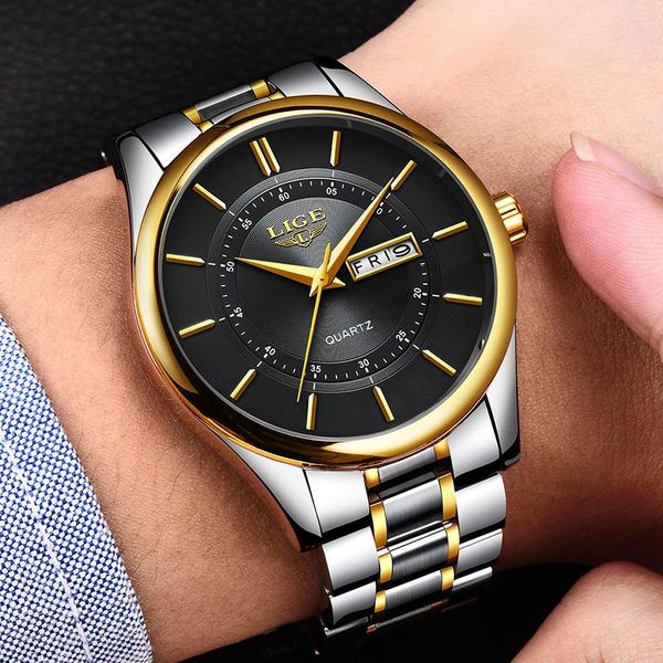wristwatches lige mens watches fashion full steel sports watch men's casual waterproof cool 2021 relogio masculino, Slivery;brown 
wristwatches lige mens watches fashion full steel sports watch men's casual waterproof cool 2021 relogio masculino, Slivery;brown