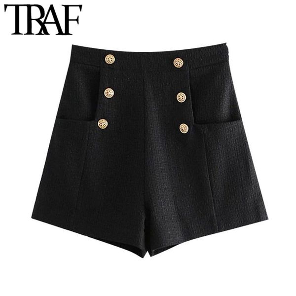 traf women chic fashion with metal button tweed bermuda shorts vintage high waist side zipper female short pants mujer 210306, White;black
traf women chic fashion with metal button tweed bermuda shorts vintage high waist side zipper female short pants mujer 210306, White;black