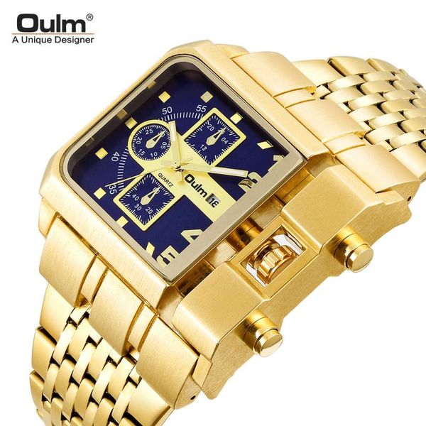 wristwatches oulm luxury gold quartz watches men big square military wristwatch waterproof stainless steel male watch relogio masculino, Slivery;brown
wristwatches oulm luxury gold quartz watches men big square military wristwatch waterproof stainless steel male watch relogio masculino, Slivery;brown