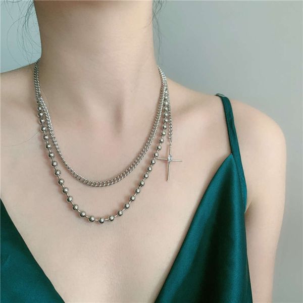 hbp fashion ins simple necklace tuku bungee versatile punk ball double cross stainless steel clavicle chain, Silver
hbp fashion ins simple necklace tuku bungee versatile punk ball double cross stainless steel clavicle chain, Silver
