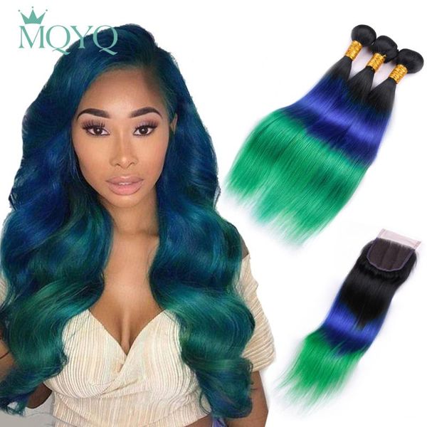 human hair bulks mqyq tb/blue/green brazilian straight 3 bundles ombre weave with 4*4 lace closure 100% remy, Black
human hair bulks mqyq tb/blue/green brazilian straight 3 bundles ombre weave with 4*4 lace closure 100% remy, Black