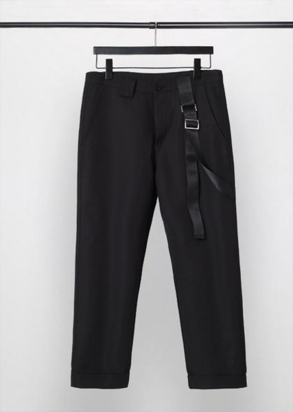 men's pants autumn pure yarn-dyed belt design nine slim pencil dark fashion business ribbon casual, Black
men's pants autumn pure yarn-dyed belt design nine slim pencil dark fashion business ribbon casual, Black