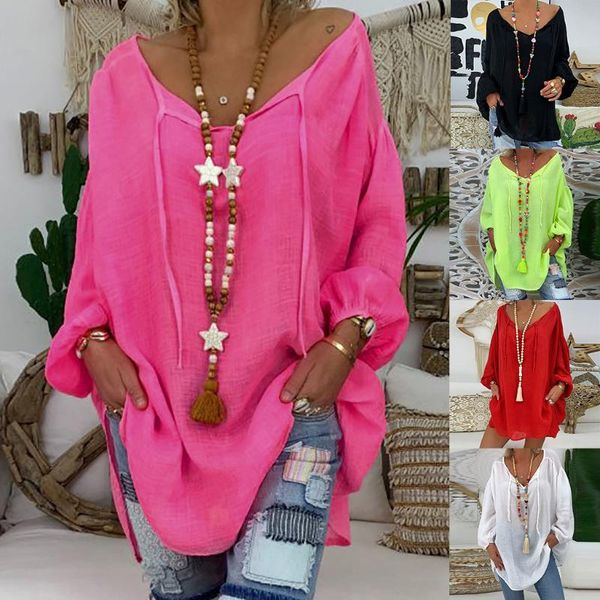 women's blouses & shirts casual fashion v-neck long sleeve loose woman shirt pullover female plus size aderente a maniche lunghe da, White
women's blouses & shirts casual fashion v-neck long sleeve loose woman shirt pullover female plus size aderente a maniche lunghe da, White