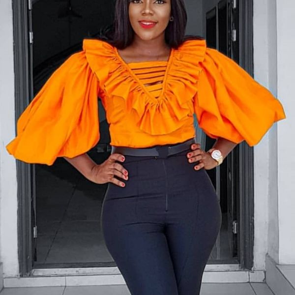 orange coloar woman v neck half sleeve lantern club wear blouses plus size blusas mujer de moda verano 210527, White
orange coloar woman v neck half sleeve lantern club wear blouses plus size blusas mujer de moda verano 210527, White