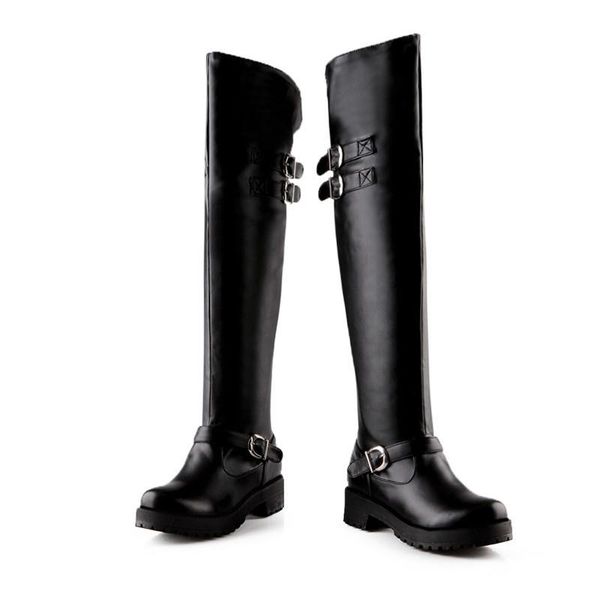 boots qplyxcoover the knee woman fashion punk med heels shoes female women pu soft leather big size 34-43, Black
boots qplyxcoover the knee woman fashion punk med heels shoes female women pu soft leather big size 34-43, Black