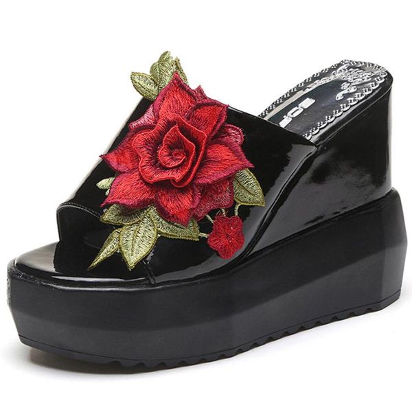 slippers sarairis sweet flower embroider slides women summer high platform ladies fashion super wedges shoes, Black
slippers sarairis sweet flower embroider slides women summer high platform ladies fashion super wedges shoes, Black