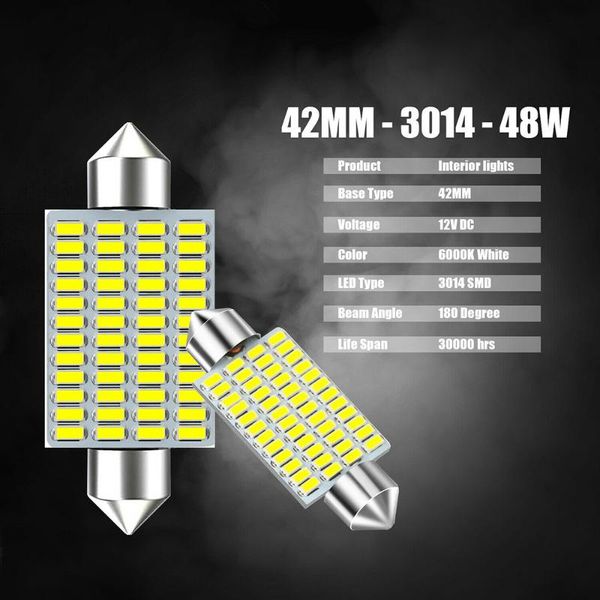 emergency lights 6000k interior light durable easy to install super white 42mm