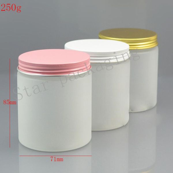 storage bottles & jars 30pcs/250g empty transparent frosted plastic cream jar with white / pink gold aluminum cover 250ml cosmetic container
storage bottles & jars 30pcs/250g empty transparent frosted plastic cream jar with white / pink gold aluminum cover 250ml cosmetic container