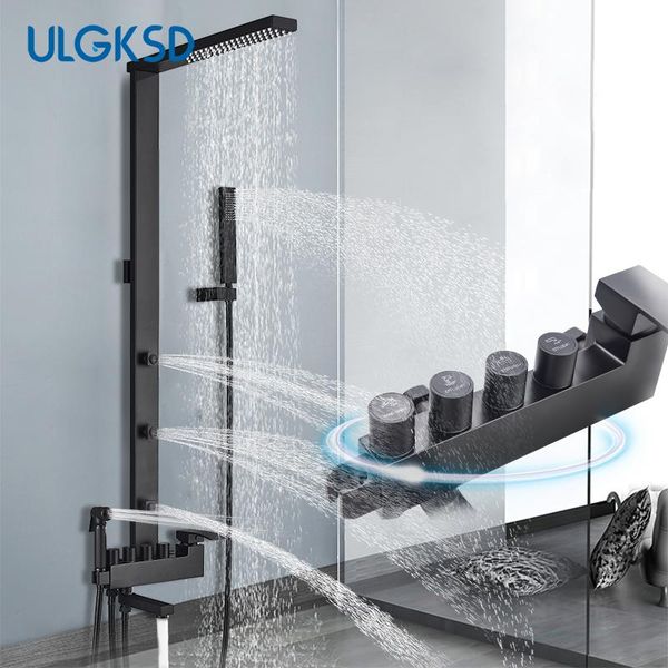 black rainfall shower faucet set bath shower kits abs hand massage jets rotation bathtub spout 5 function bidet mixer tap
black rainfall shower faucet set bath shower kits abs hand massage jets rotation bathtub spout 5 function bidet mixer tap
