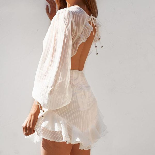 casual dresses backless white mini dress summer autumn ruffle a-line holiday beach lace up women elegant fashion shortdress, Black;gray
casual dresses backless white mini dress summer autumn ruffle a-line holiday beach lace up women elegant fashion shortdress, Black;gray