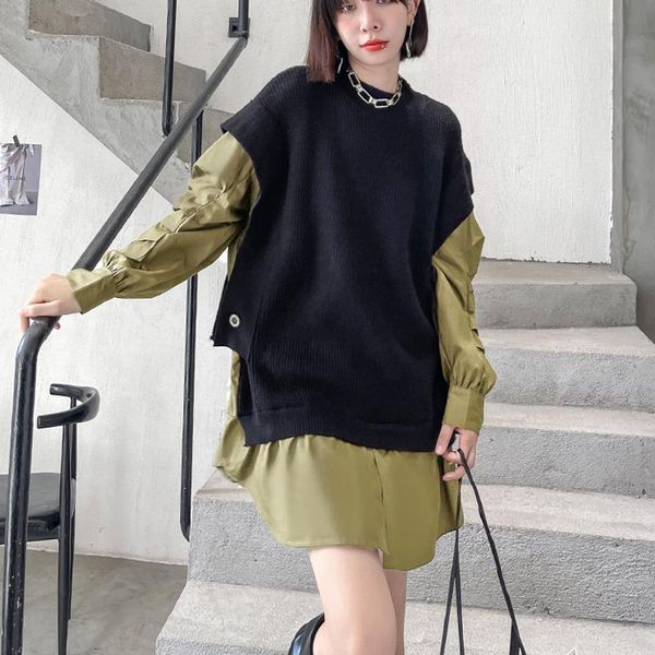women's sweaters xuxi women knitting sweater 2021 autumn winter loose pullover splicing temperament long sleeve coat e3348, White;black
women's sweaters xuxi women knitting sweater 2021 autumn winter loose pullover splicing temperament long sleeve coat e3348, White;black