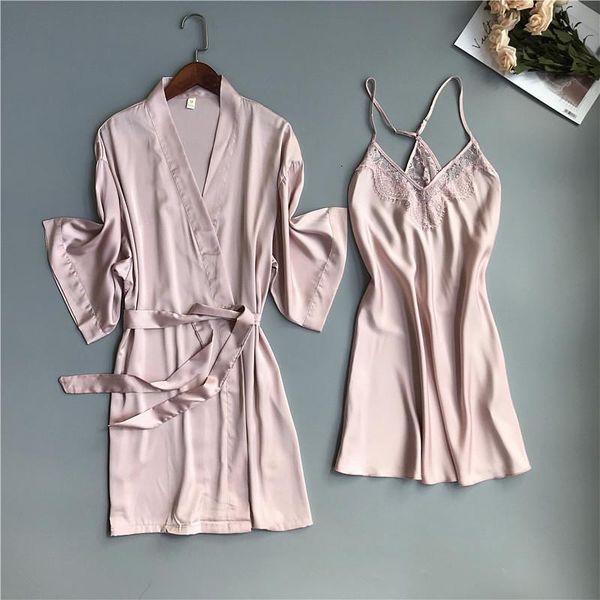 2019 spring summer women satin robe & gown sets lace sleep lounge sleeveless sil nightwear bathrobe+night dress chest pads, Black;red
2019 spring summer women satin robe & gown sets lace sleep lounge sleeveless sil nightwear bathrobe+night dress chest pads, Black;red