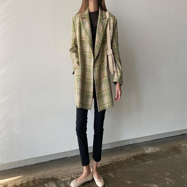 women's suits & blazers loose women plaid blazer 2021 autumn double breasted female long sleeve suit stylish ladies, White;black
women's suits & blazers loose women plaid blazer 2021 autumn double breasted female long sleeve suit stylish ladies, White;black