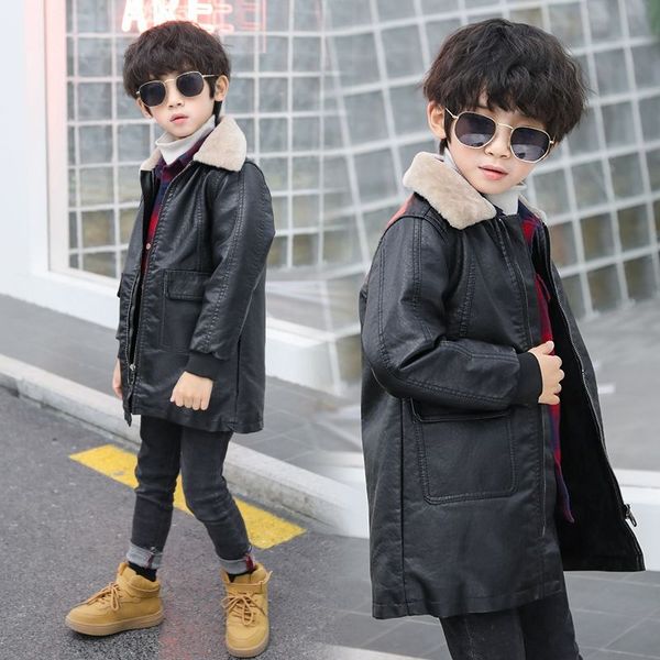 Winter Fashion Children Jackets Fake Cow Leather Boys Long Coats Plus Velvet Warm Child Outwear lapel Thicken Leather Jackets, Black
Winter Fashion Children Jackets Fake Cow Leather Boys Long Coats Plus Velvet Warm Child Outwear lapel Thicken Leather Jackets, Black