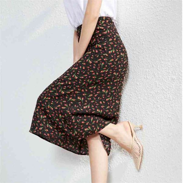 black floral a-line skirt long summer women korean style streetwear drawstring elastic waist midi 210529
black floral a-line skirt long summer women korean style streetwear drawstring elastic waist midi 210529