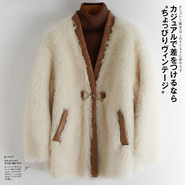 women's fur & faux 2021 winter lambswool jacket women natural weave wool real coat ladies korean fashion loose thick warm outerwear d81, Black
women's fur & faux 2021 winter lambswool jacket women natural weave wool real coat ladies korean fashion loose thick warm outerwear d81, Black