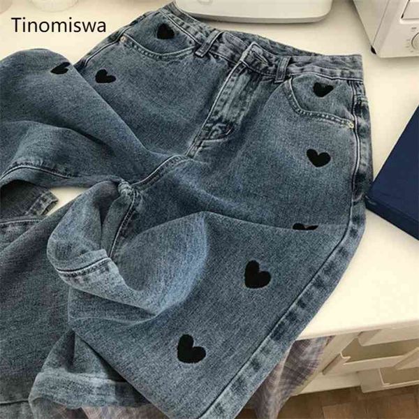 love heart embroidery jeans women casual straight loose denim pants female korean style casual high waist pantalones femme 210730, Blue
love heart embroidery jeans women casual straight loose denim pants female korean style casual high waist pantalones femme 210730, Blue