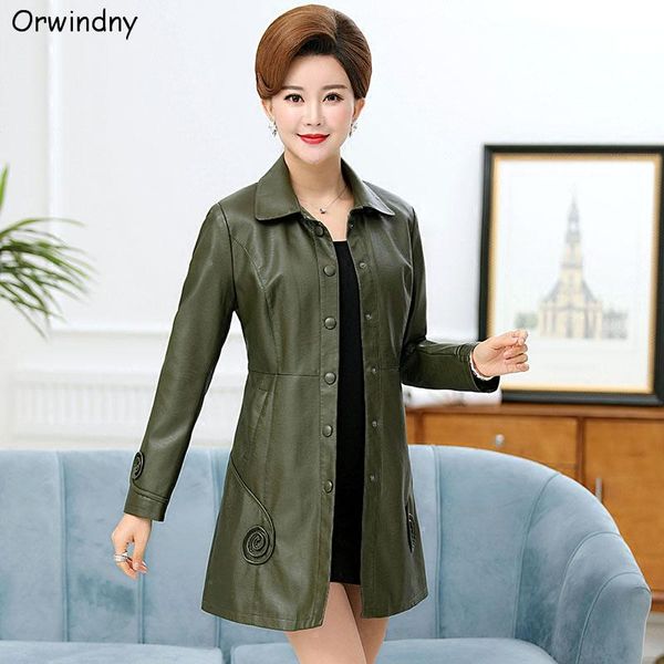 Women's Leather & Faux Orwindny Women Long Trench Plus Size 5XL Mother Coat Outerwear Autumn Slim Pockets Army Green Overcoat, Black
Women's Leather & Faux Orwindny Women Long Trench Plus Size 5XL Mother Coat Outerwear Autumn Slim Pockets Army Green Overcoat, Black