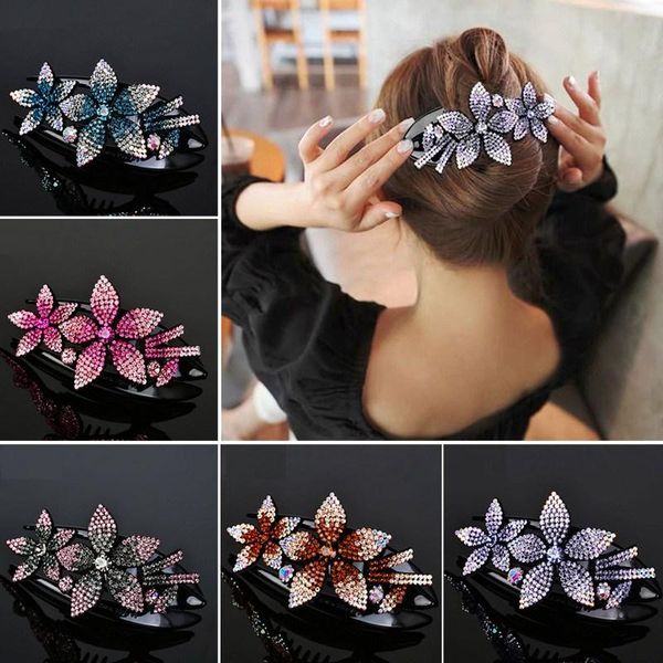 hair clips & barrettes rhinestone double flower clip flexible durable women dovetail decoration, Golden;silver
hair clips & barrettes rhinestone double flower clip flexible durable women dovetail decoration, Golden;silver
