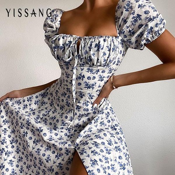 yissang floral print puff short sleeve women dress high split party long dresses elegant lace up sweet summer club dress, Black;gray
yissang floral print puff short sleeve women dress high split party long dresses elegant lace up sweet summer club dress, Black;gray