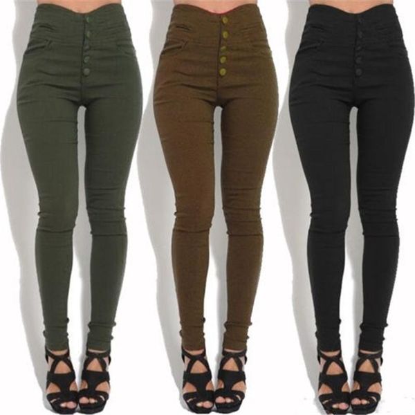 women's pants & capris fashion high waist skinny stretch pencil slim fit trousers stylish female black/army green/brown button long, Black;white
women's pants & capris fashion high waist skinny stretch pencil slim fit trousers stylish female black/army green/brown button long, Black;white