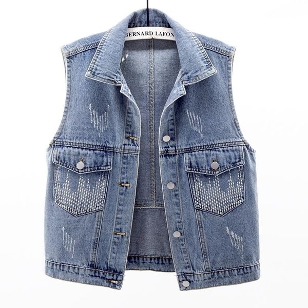 women's vests vintage blue frayed diamond big pocket denim vest women waistcoat korean casual sleeveless jacket loose short jeans femal, Black;white
women's vests vintage blue frayed diamond big pocket denim vest women waistcoat korean casual sleeveless jacket loose short jeans femal, Black;white