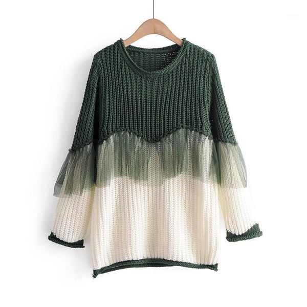 o-neck hit color loose knitted pullover women patchwork mesh long sleeve sweater casual sweater 1, White;black
o-neck hit color loose knitted pullover women patchwork mesh long sleeve sweater casual sweater 1, White;black