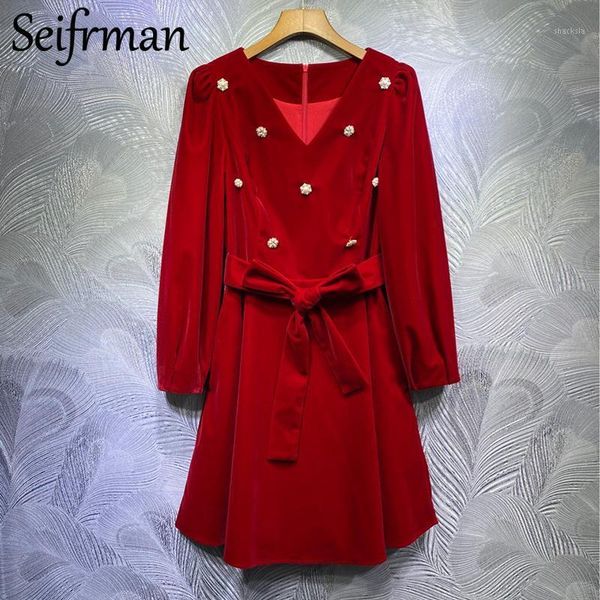 seifrmann summer women fashion designer party a-line dress long sleeve bow sashes solid printed ladies velvet midi dresses 2021 casual, Black;gray
seifrmann summer women fashion designer party a-line dress long sleeve bow sashes solid printed ladies velvet midi dresses 2021 casual, Black;gray