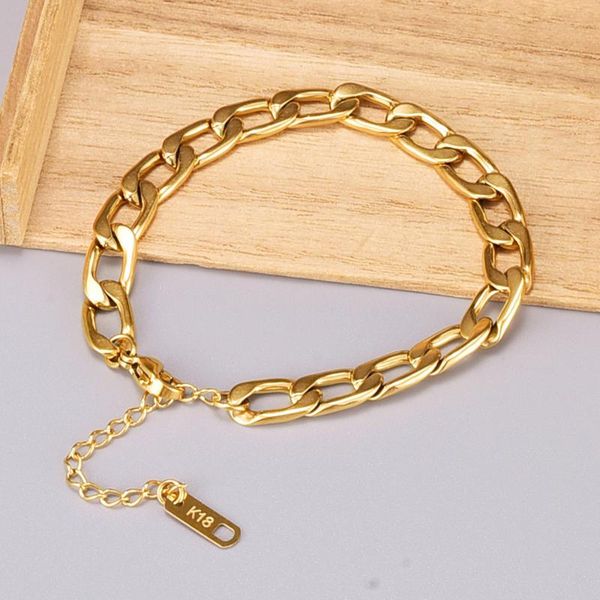 link, chain stainless steel bracelets for women gold color punk curb cuban link on the hand jewelry gifts trend, Black
link, chain stainless steel bracelets for women gold color punk curb cuban link on the hand jewelry gifts trend, Black