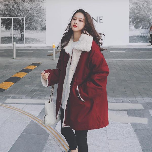 women's down & parkas red tooling parker lamb wool stitching padded jacket winter short small korean version of loose thick mmss1112223, Black
women's down & parkas red tooling parker lamb wool stitching padded jacket winter short small korean version of loose thick mmss1112223, Black