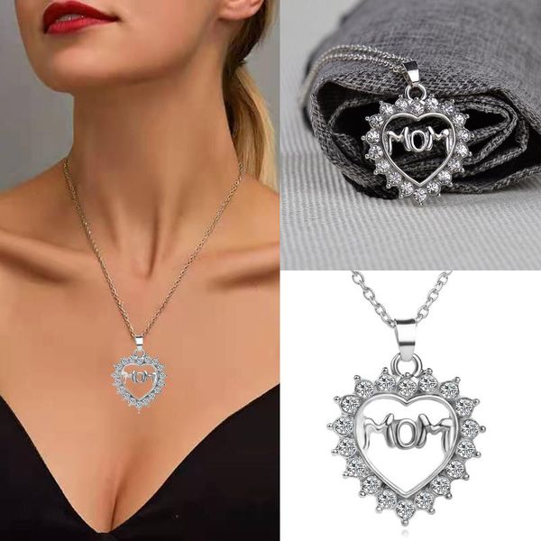 pendant necklaces 2021 women's neck pendants heart shaped crystal necklace jewelry mother's day gift for mom bijoux femme, Silver
pendant necklaces 2021 women's neck pendants heart shaped crystal necklace jewelry mother's day gift for mom bijoux femme, Silver