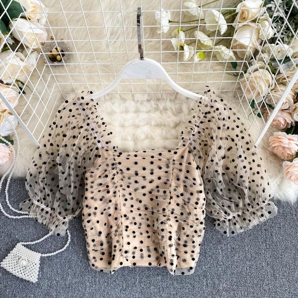 women's blouses & shirts summer 2021 short sleeve polka dot print blouse design mesh shirt female square collar puff, White
women's blouses & shirts summer 2021 short sleeve polka dot print blouse design mesh shirt female square collar puff, White