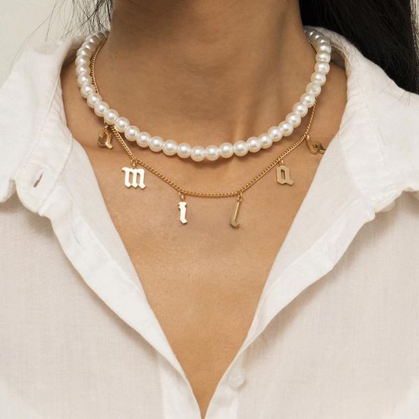 chains 2021 arrival fashion pearl chain choker beaded necklace for women gold letter pendant necklaces jewelery female gifts, Silver
chains 2021 arrival fashion pearl chain choker beaded necklace for women gold letter pendant necklaces jewelery female gifts, Silver