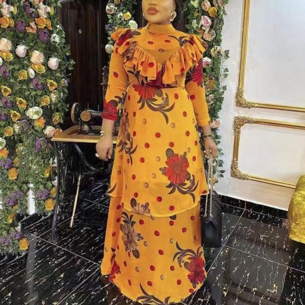 casual dresses african long for women maxi party yellow floral print full sleeve ruffles floor length elegant luxury evening vestidos, Black;gray
casual dresses african long for women maxi party yellow floral print full sleeve ruffles floor length elegant luxury evening vestidos, Black;gray