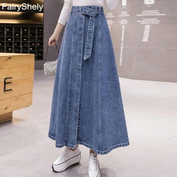 skirts fairyshely korean denim belt women 2021 autumn a line high waist jeans mid skirt casual blue flare solid long, Black
skirts fairyshely korean denim belt women 2021 autumn a line high waist jeans mid skirt casual blue flare solid long, Black