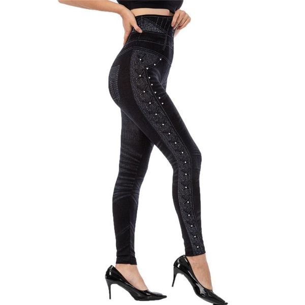 women's leggings stretch push up casual imitation cowboy bead high elasticity slim cropped pants fashion, Black
women's leggings stretch push up casual imitation cowboy bead high elasticity slim cropped pants fashion, Black