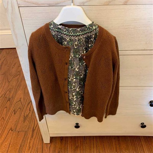 presale september 25th kids cardigans solid brown colour cherry pattern knitted 90% wool 10% wool cashmere girls outerwear 211106, Blue
presale september 25th kids cardigans solid brown colour cherry pattern knitted 90% wool 10% wool cashmere girls outerwear 211106, Blue