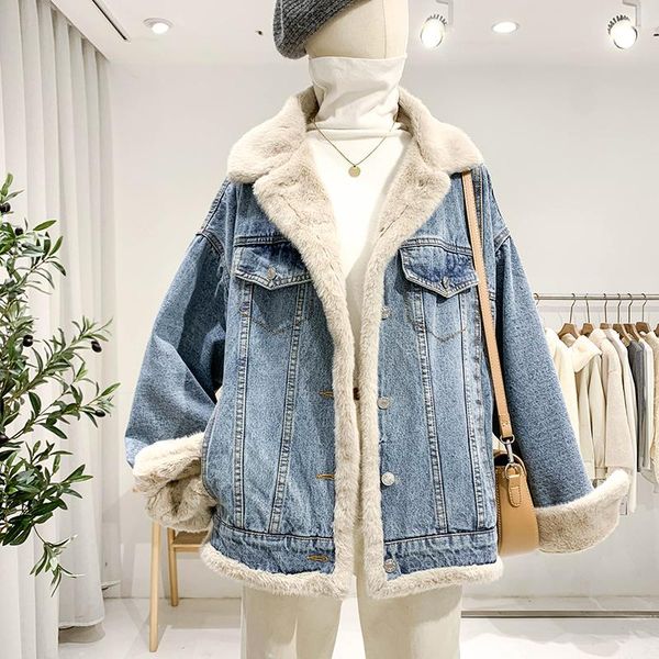 women's jackets fashion chic faux fur trim collar winter jacket women patchwork furry autumn coat thick denim zipper overcoat female, Black;brown
women's jackets fashion chic faux fur trim collar winter jacket women patchwork furry autumn coat thick denim zipper overcoat female, Black;brown