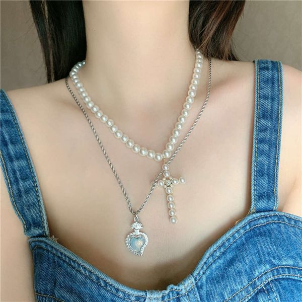 hbp fashion ins style hip hop high street personality pearl necklace inlaid with diamond cross splicing and french clavicle chain, Silver
hbp fashion ins style hip hop high street personality pearl necklace inlaid with diamond cross splicing and french clavicle chain, Silver