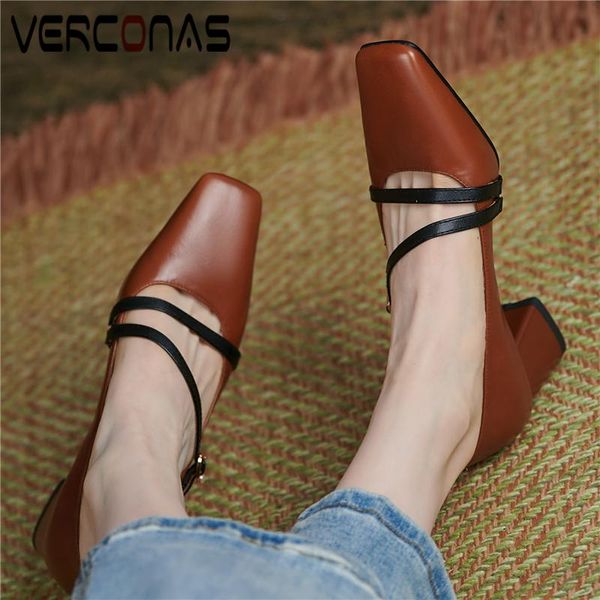 dress shoes verconas genuine leather women pumps spring summer mary janes thick heels retro mature fashion office woman, Black
dress shoes verconas genuine leather women pumps spring summer mary janes thick heels retro mature fashion office woman, Black