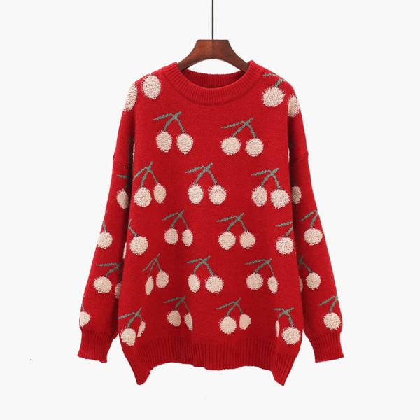 lazy wind red women 2020 new autumn and winter wear loose student thickened cherry sweater, White;black
lazy wind red women 2020 new autumn and winter wear loose student thickened cherry sweater, White;black