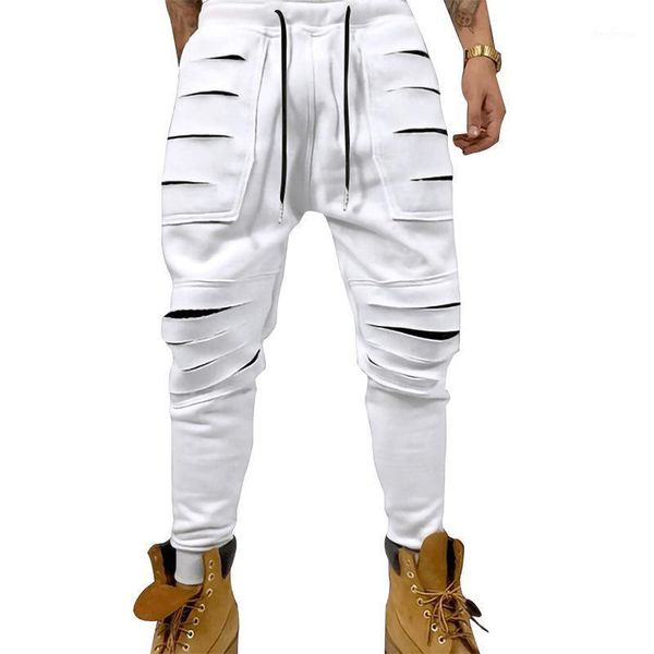 european and american style men ripped sweatpants drawstring personality trend straight slim pants men's, Black
european and american style men ripped sweatpants drawstring personality trend straight slim pants men's, Black