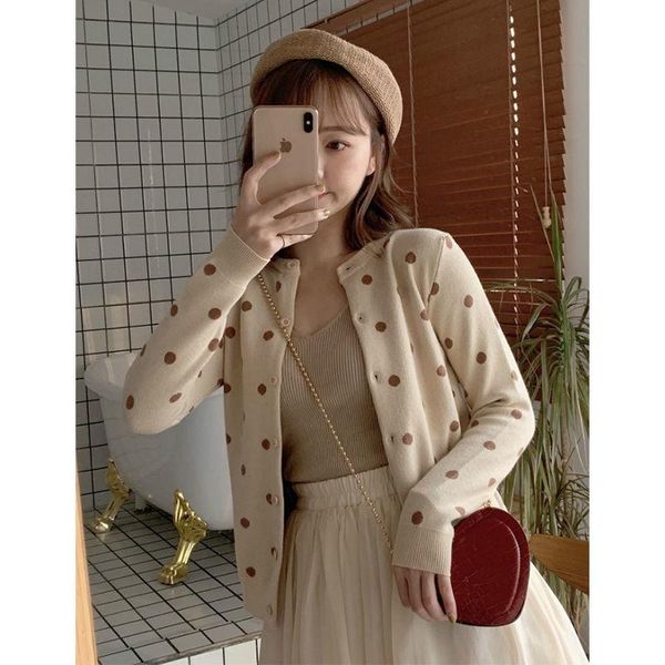 women's knits & tees spring autumn cardigan women dot elegant vintage long sleeve single breasted korean style fashion knitted sweater, White
women's knits & tees spring autumn cardigan women dot elegant vintage long sleeve single breasted korean style fashion knitted sweater, White