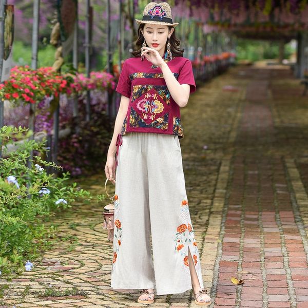 vintage ethnic wide leg pants 2021 new women autumn spring chinese style trousers cotton linen female chinese pants 12525, Red
vintage ethnic wide leg pants 2021 new women autumn spring chinese style trousers cotton linen female chinese pants 12525, Red