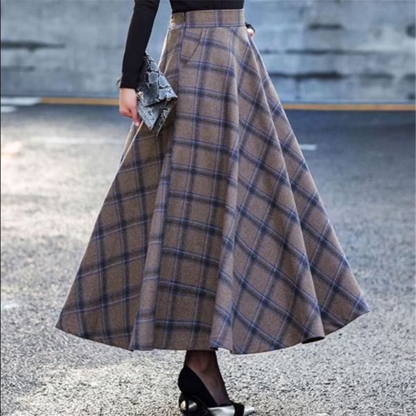 plus size 3xl high waist skirts faldas mujer moda women maxi wool skirt elastic waist elegant office lady long plaid skirts 210315, Black
plus size 3xl high waist skirts faldas mujer moda women maxi wool skirt elastic waist elegant office lady long plaid skirts 210315, Black